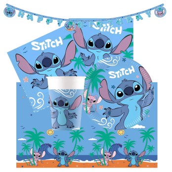 Kit 24 persone Stitch - Accessori Tavola con ghirlanda