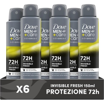 6 Dove Deodorante Dove Men + Care Invisible Fresh Spray Advanced Care, Deodorante Uomo con 1/4 Crema