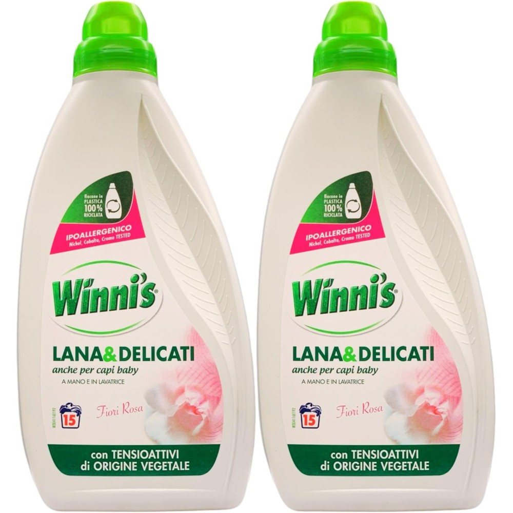 2x Detersivo Per Bucato a Mano e Lavatrice LANA & DELICATI Anche Per Capi Baby FIORI ROSA Ipoallergenico 750ml