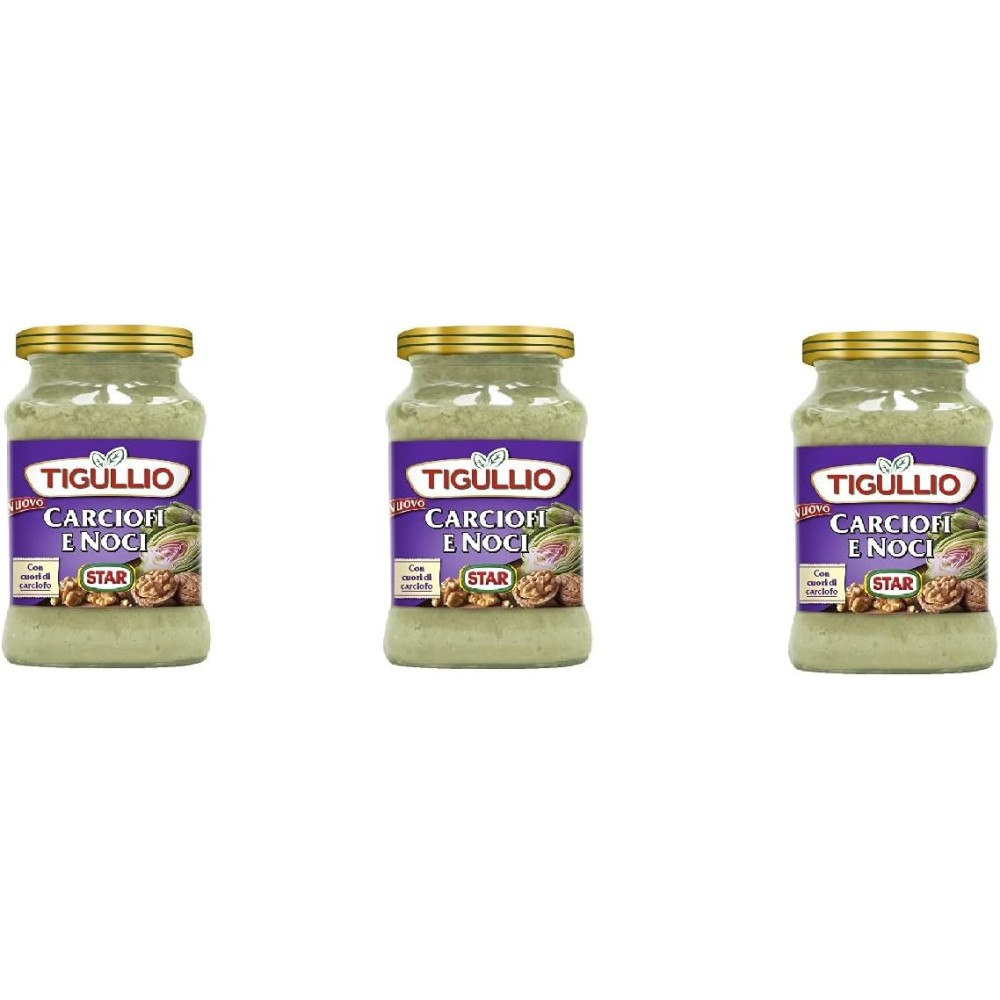 3 BARATTOLI SUGO TIGULLIO STAR CARCIOFI E NOCI SUGHI PASTA CON CUORI CARCIOFO 3x185gr