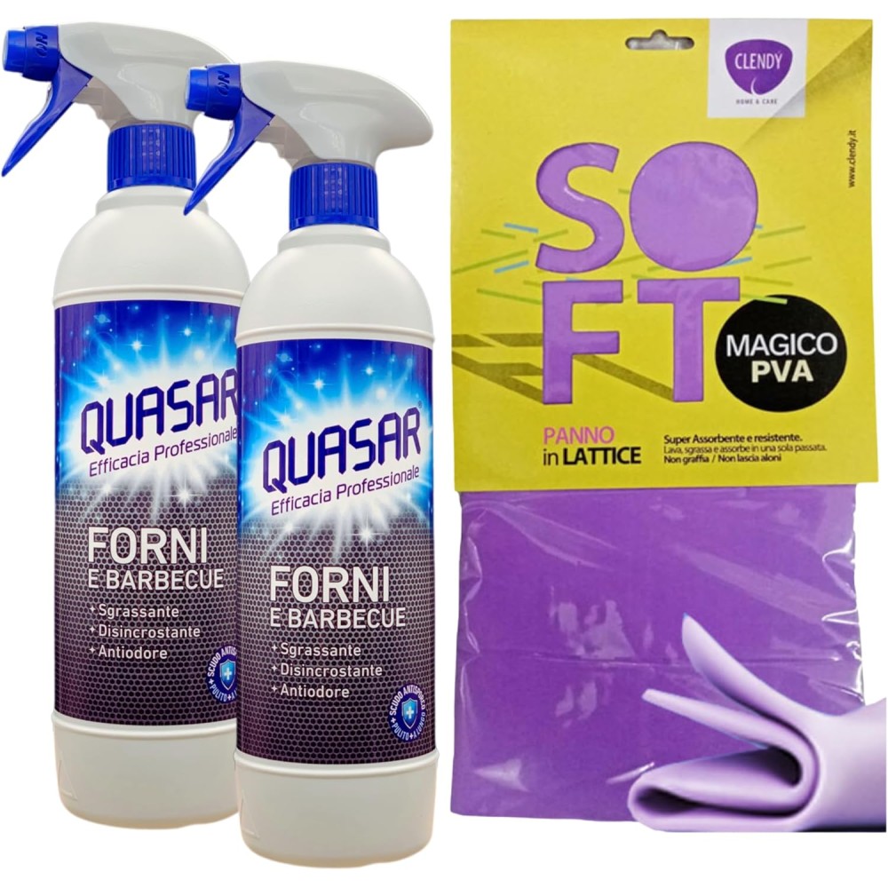 2 X Detergente Spray FORNI & BARBECUE 580ml + Panno