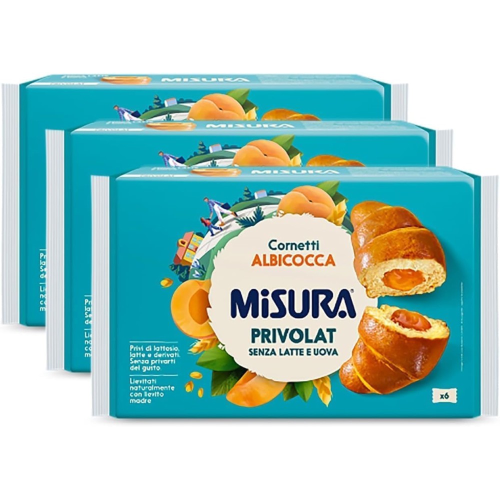 3 X Misura Cornetti Albicocca Privolat | Senza Latte e Uova | Più Ricchi di Farcitura