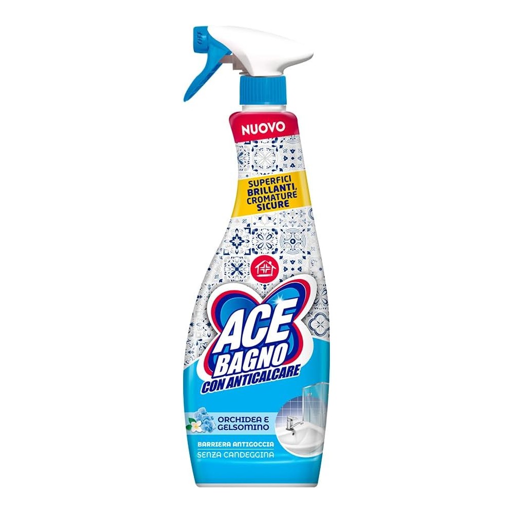 ACE Spray Sgrassatore Bagno con Anticalcare, Senza Candeggina, Profumo di Orchidea e Gelsomino, 10 flaconi da 600 ml