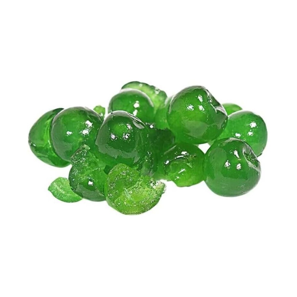 Idea Ciliegie Verdi Candite in Vaschetta, Frutta Secca Candita per Decorazione Dolci, 900 g
