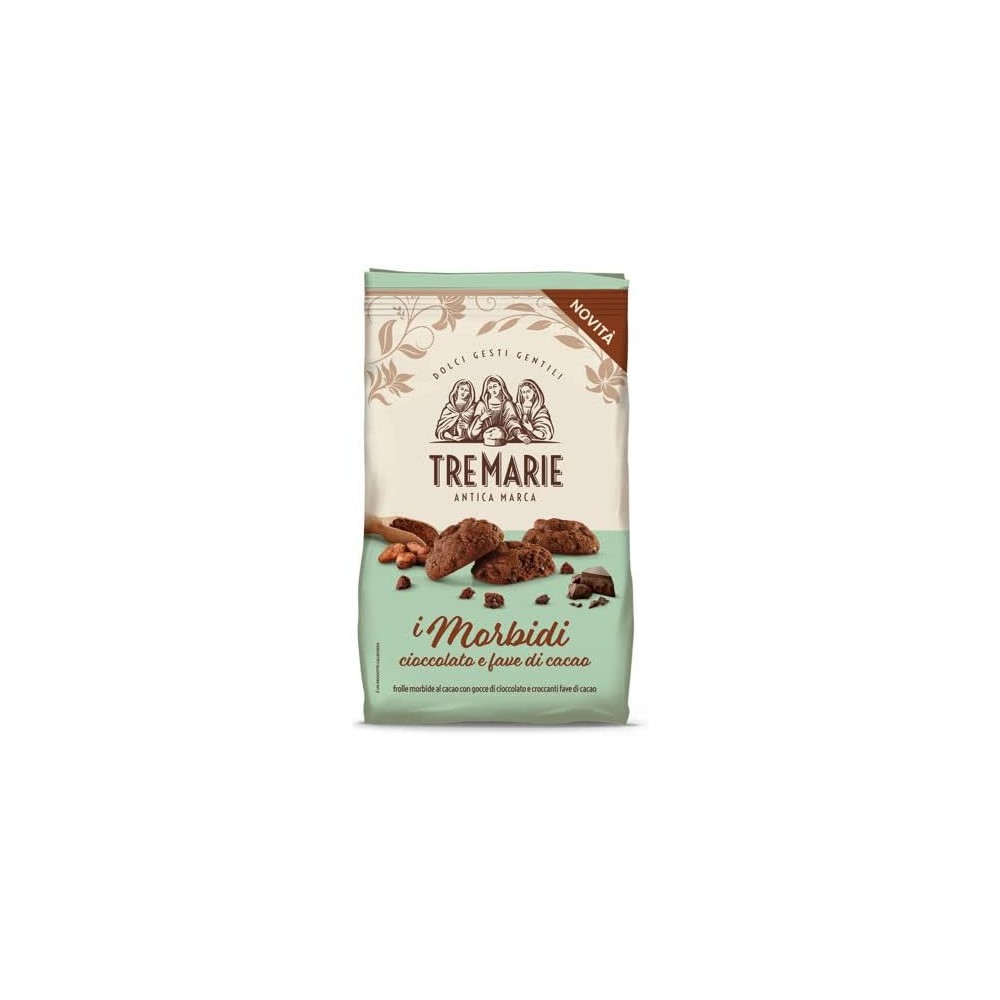 8X Tre Marie Antica Marca i Morbidi Frollini con Gocce di Cioccolato e Fave di Cacao 300