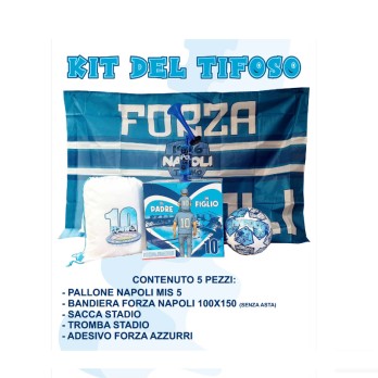 Kit del Tifoso Napoli FORZA AZZURRI con pallone e gadget stadio