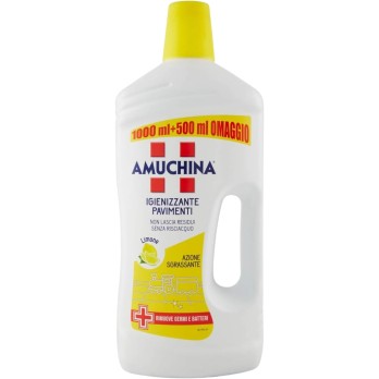 4 Amuchina Detergente Igienizzante Pavimenti Limone kit con Spugna 4