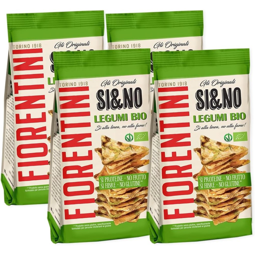 8 X Fiorentini Si&No Mini Gallette Triangolari di Mais con Legumi no Fritti (Senza Glutine - Gluten Free) 80g