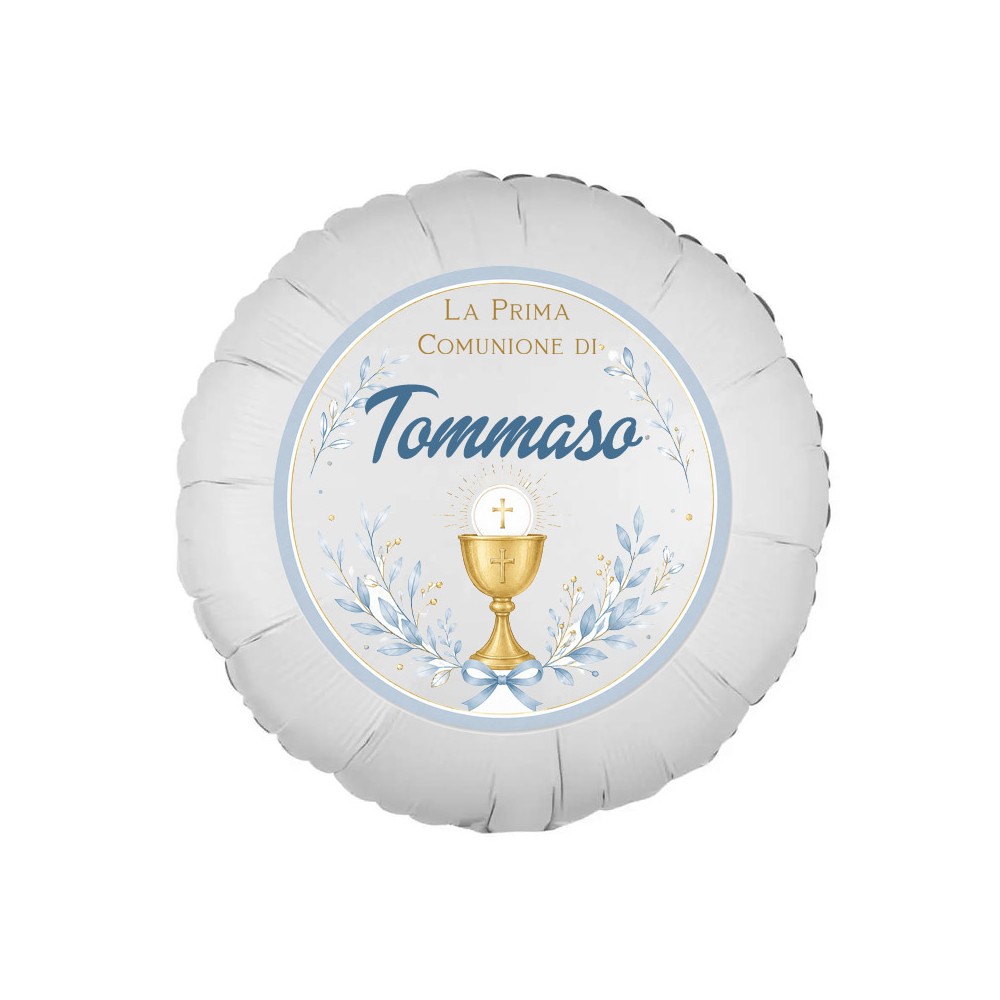 Palloncino foil Comunione Celeste personalizzabile