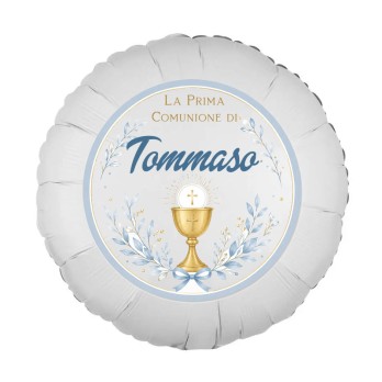 Palloncino foil Comunione Celeste personalizzabile