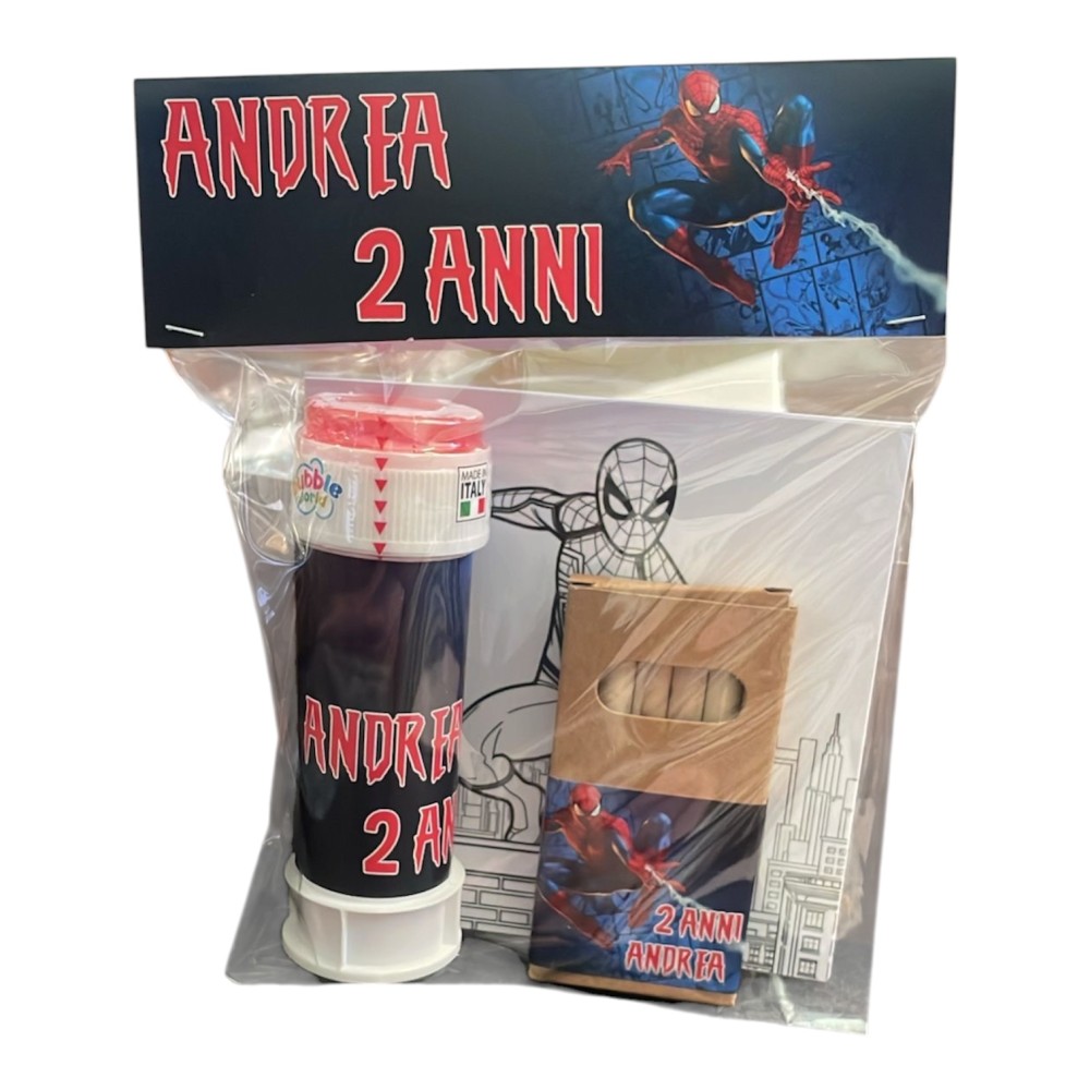 Set regalino fine festa Spiderman personalizzabile fai da te