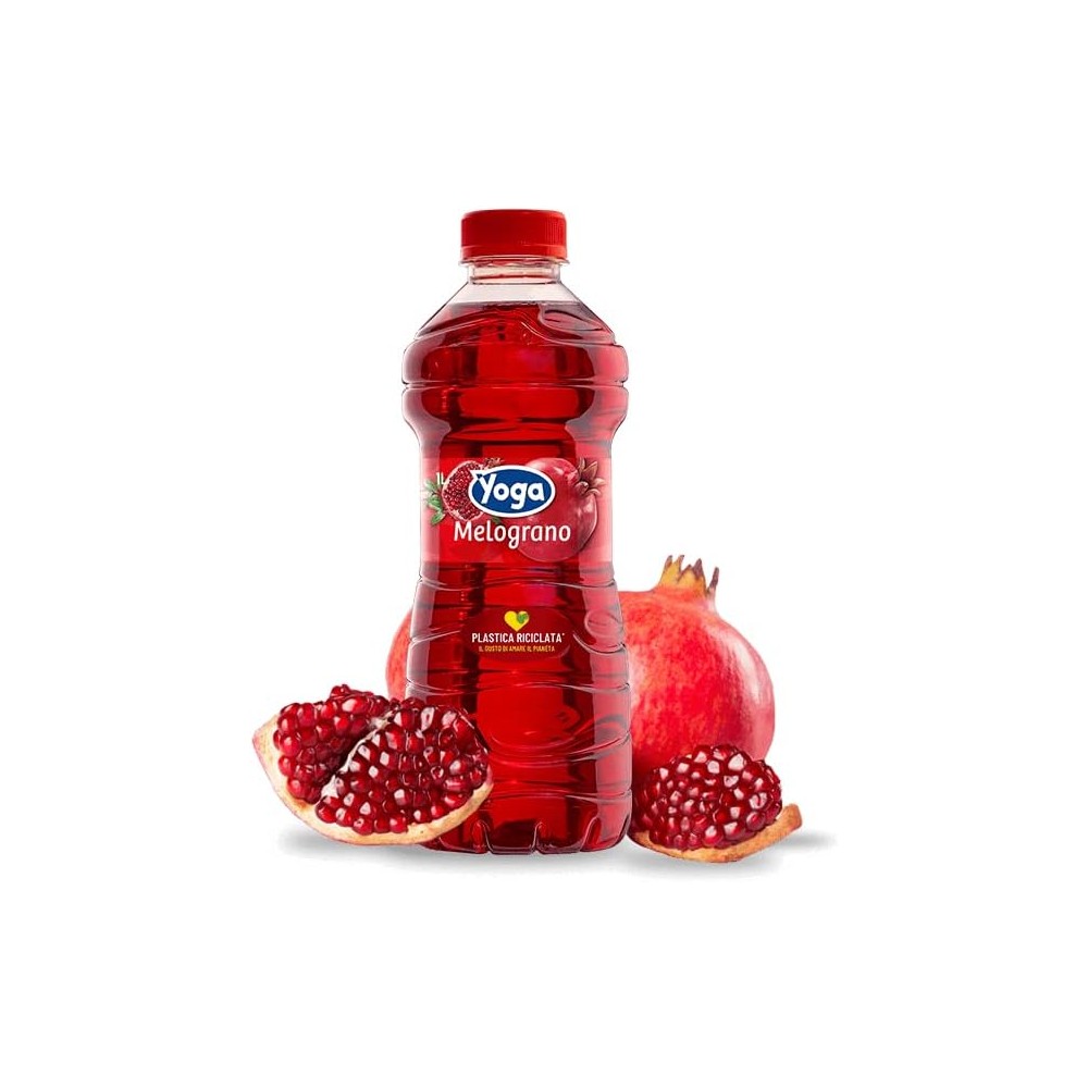 6X Yoga Melograno Succo di Frutta al Gusto di Melograno Ricco di Vitamine 1L - 6 Bottiglie