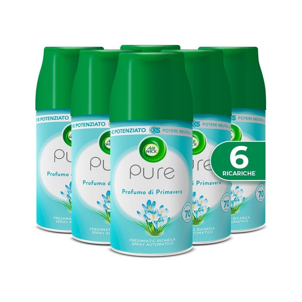 Airwick Freshmatic Ricariche Pure Profumo di Primavera Profumatore per Ambiente 250 ml x6