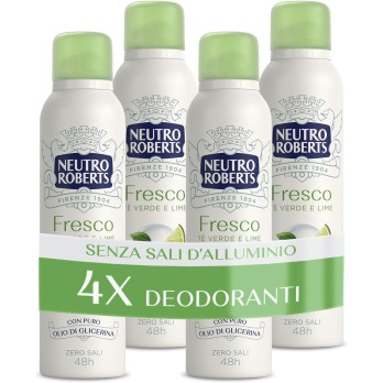 3 Neutro Roberts, Deodorante Spray Fresco Verde, Té Verde e Lime