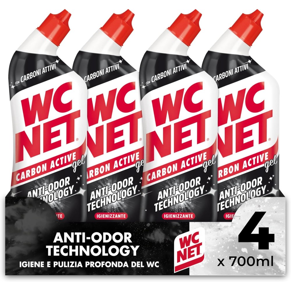Wc Net – Carbon Active Anti-Odor Detergente Liquido con carboni attivi 700ml x 4 Confezioni