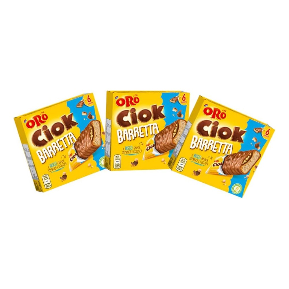 5 X Oro Ciok Barrette Ricoperte di Cioccolato al Latte con Ripieno di Cacao e Riso Soffiato 162g