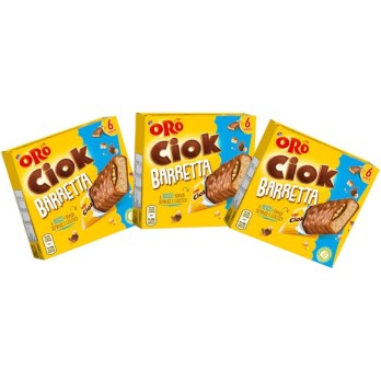 5 X Oro Ciok Barrette Ricoperte di Cioccolato al Latte con Ripieno di Cacao e Riso Soffiato 162g