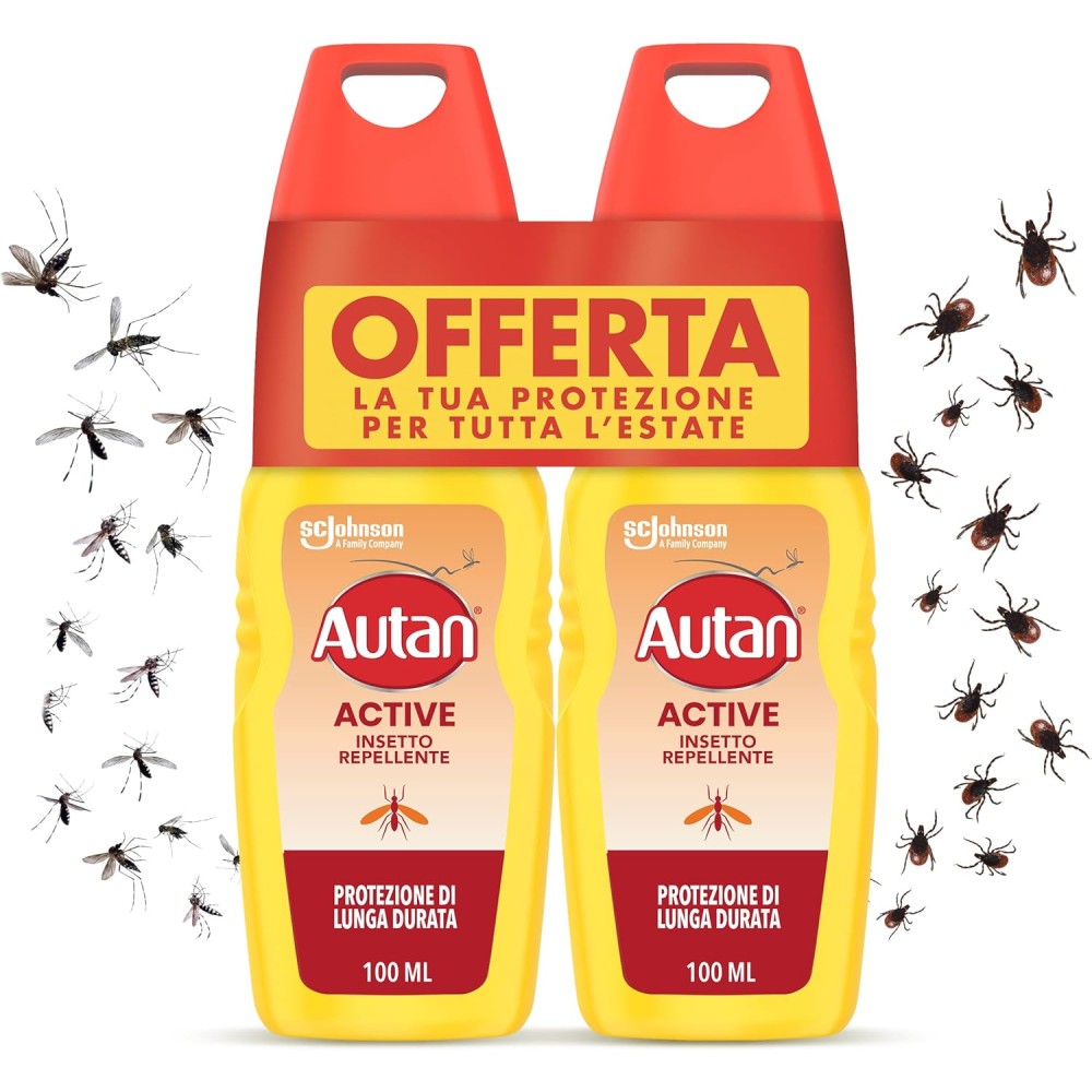 Autan Active Vapo Spray Antizanzare, Repellente Zanzare 2 Confezioni da 100ml