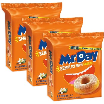 3X Mr. Day Ciambelle con Vaniglia Naturale da Bacche Senza Lattosio 320g