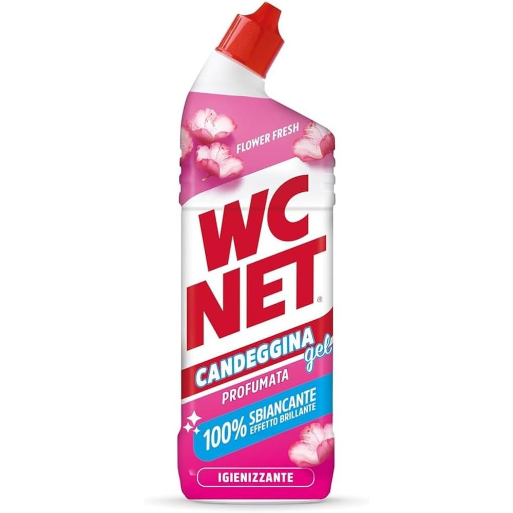 2 X Wc Net Candeggina Gel Profumata, Detergente per Sanitari e Superfici, Azione Sbiancante e Igienizzante Flower Fresh 700 ml