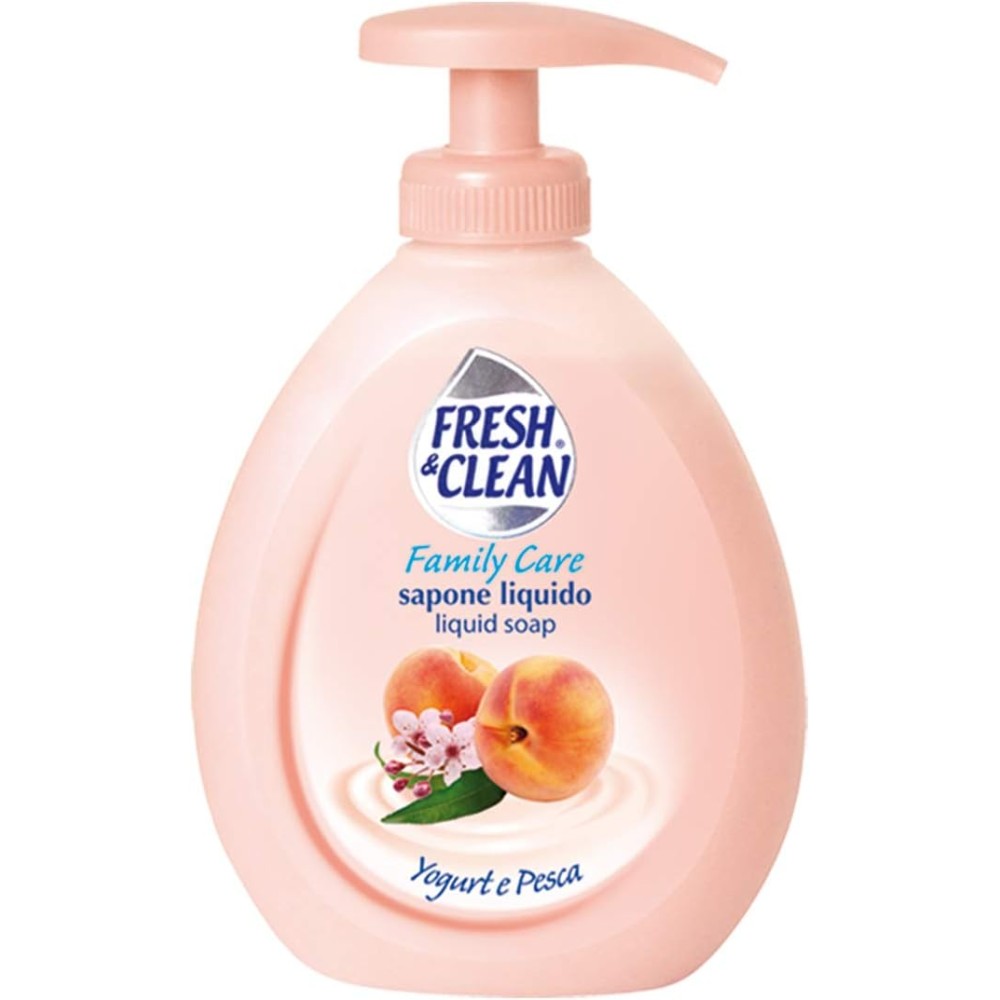 12 X FRESH & CLEAN Sapone Liquido 300ml Yogurt e Pesca