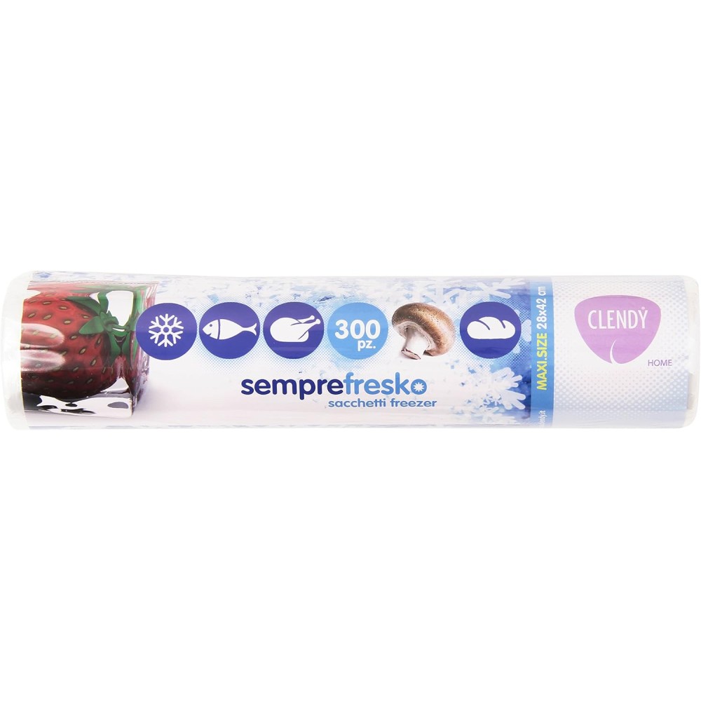 Clendy, Semprefresco, Sacchetti Freezer Maxi 28X42 Cm, 6 confezioni da 300 pezzi