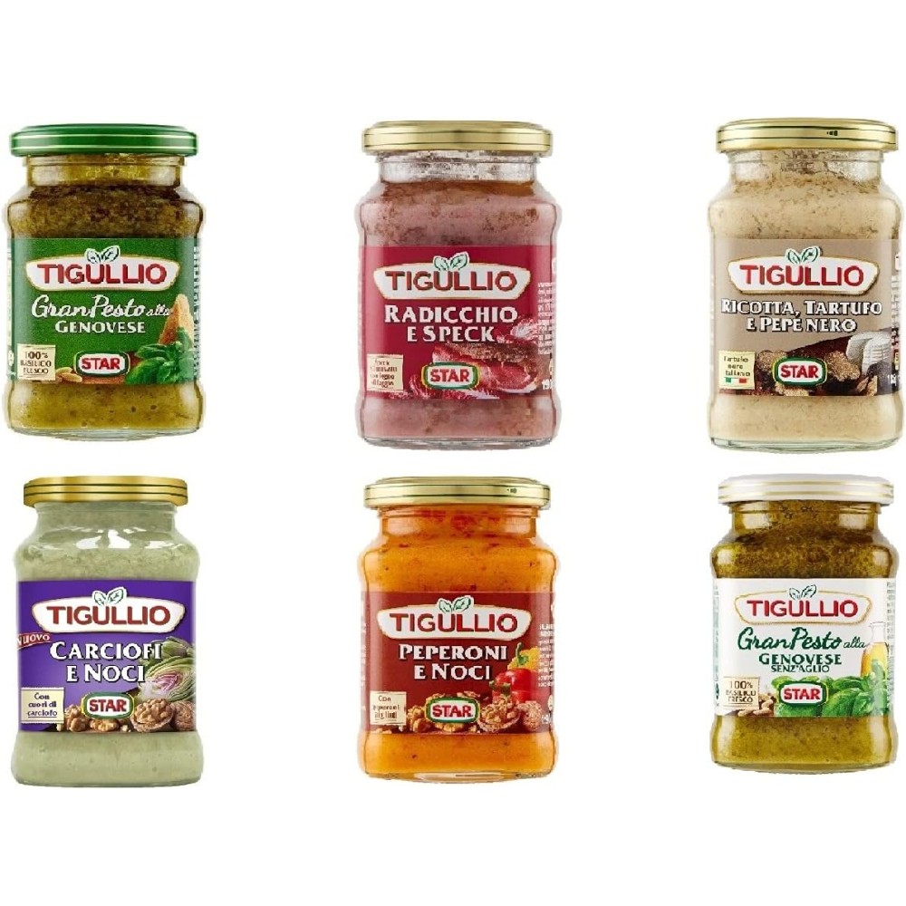 Set di 6 Barattoli Tigullio Star Sughi Assortiti, 6x190 gr