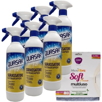 6 x Quasar SGRASSATORE EXTRARAPIDO Profumo Di Limone + spugna