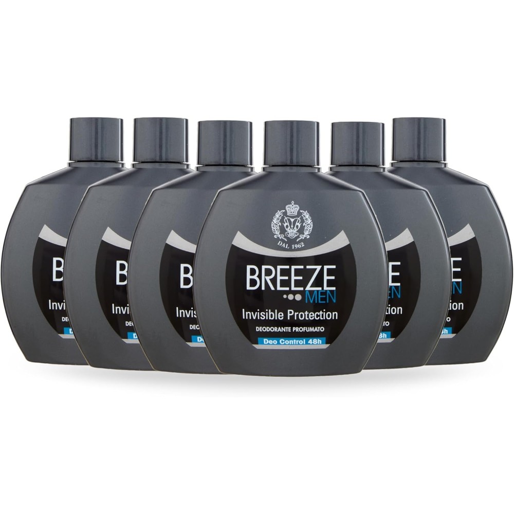 BREEZE | Deodorante Squeeze Invisible Protection, Breeze Men, 6x100 ml