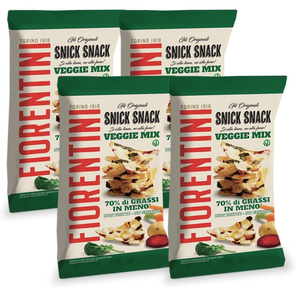 4X Fiorentini Snick Snack Veggie Mix Mini Gallette di Patate con Carote, Spinaci e Barbabietole 70g