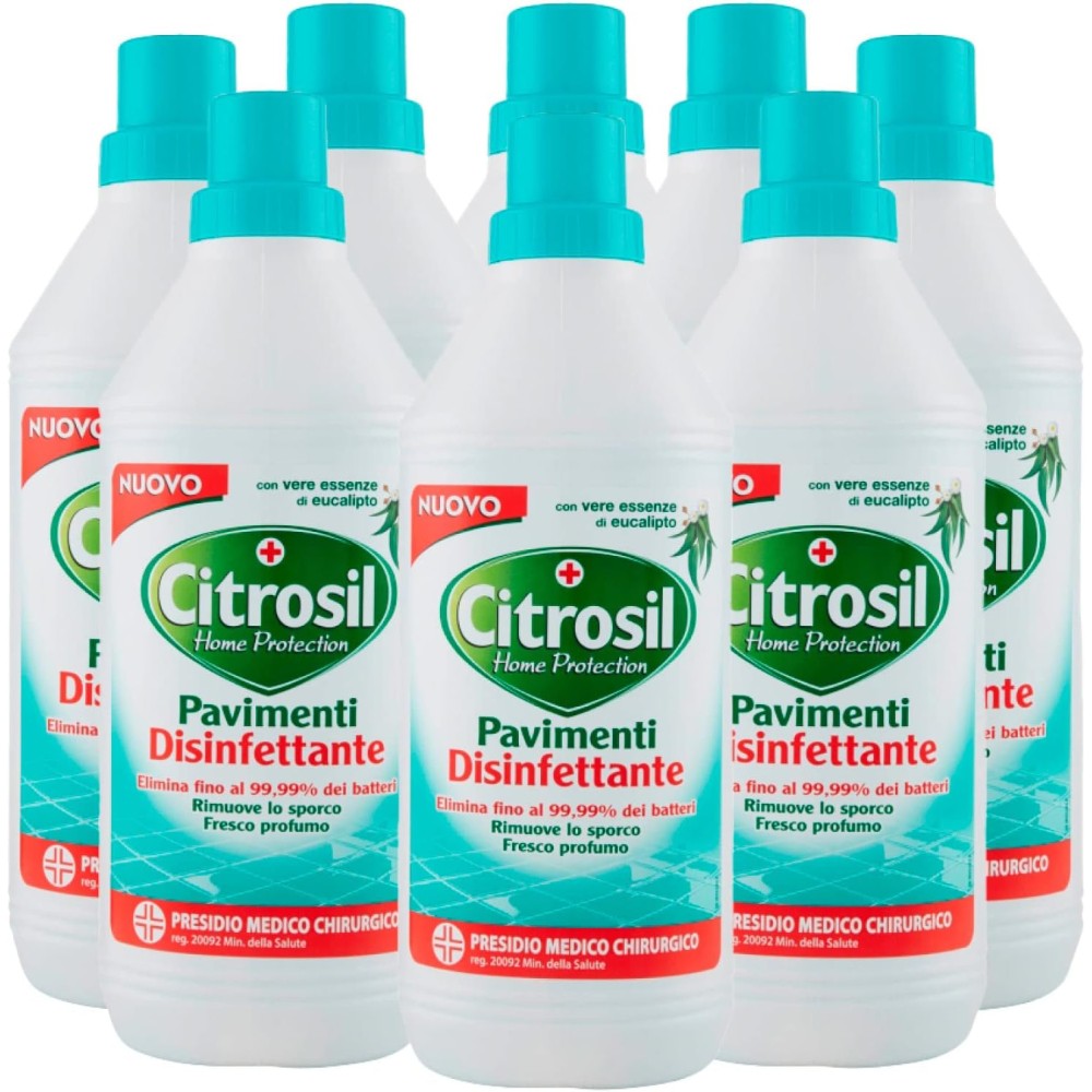 Citrosil Home Protection - Detergente Liquido Pulisci Pavimenti Disinfettante, 900 ml x 8 Flaconi