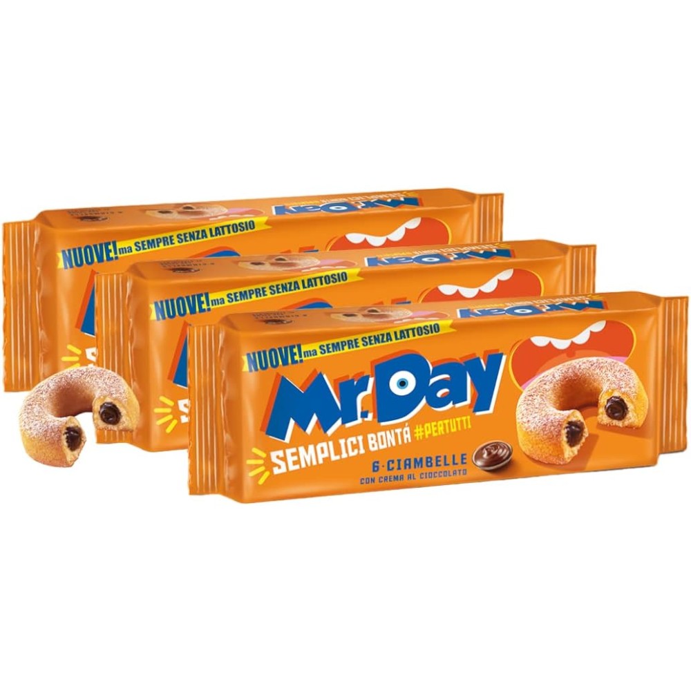 3X Mr. Day Ciambella con Crema al Cioccolato Senza Lattosio (Lactose Free) 300g