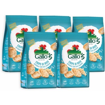 5X Gallo's Chips di Riso Integrale con Sale Marino Senza Glutine (Gluten Free) 40g