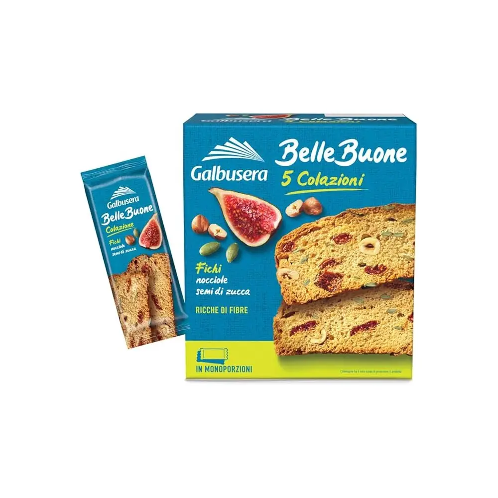 Galbusera BelleBuone 5 Colazioni Fette Spesse con Fichi, Nocciole e Semi di Zucca 200g 4 Confezioni]