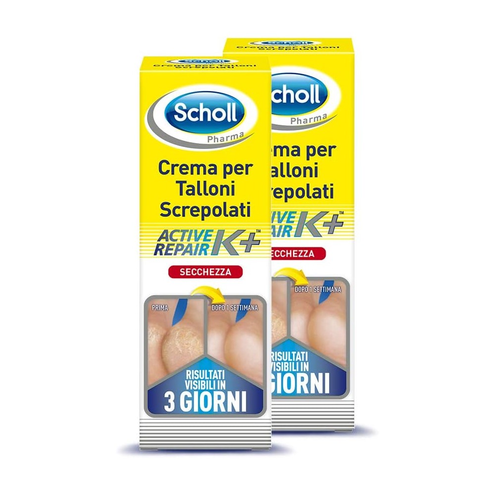 2X Scholl - Crema per Talloni Screpolati, Pedorex, Active Repair K+ - 60 ml
