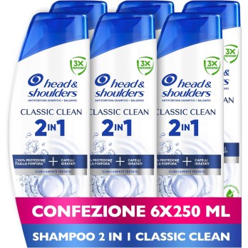 Head & Shoulders Shampoo e Balsamo Antiforfora 2in1 Classic Clean 6x250ml