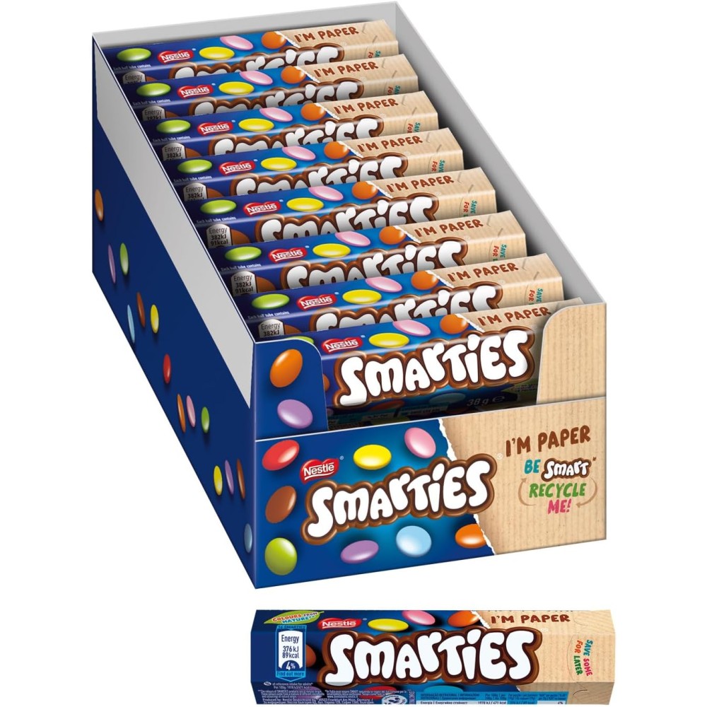 SMARTIES Confetti ripieni di Cioccolato al latte, 24 Tubi da 38g (912g)