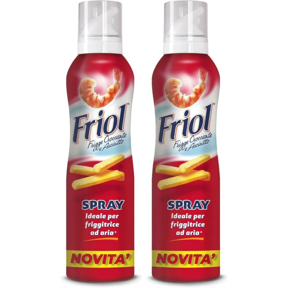 Friol Olio Spray Friggitrice ad Aria – 2 Confezioni da 150 ml – Frigge Croccante e Leggero Olio di Semi di Girasole Spray Cucina