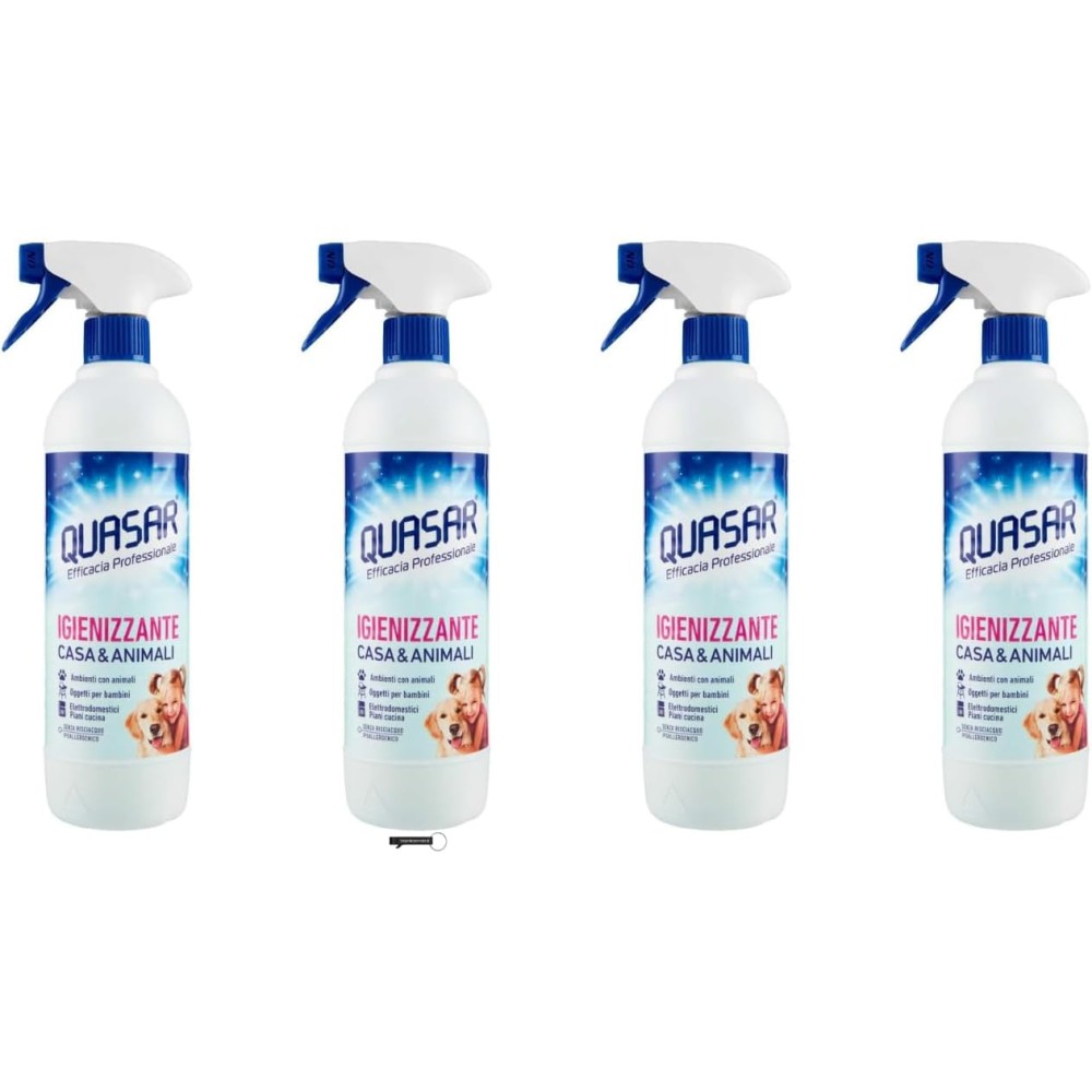 Quasar Igiene Casa e Animali - Detergente spray igienico per casa e animali, 580 ml  4 pezzi