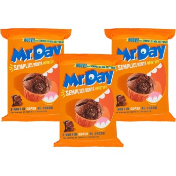 3X Mr. Day Muffin al Cacao Ripieno di Crema al Cioccolato Senza Lattosio (Lactose Free) 300g