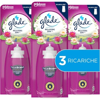 Glade Sense & Spray Profumatore per Ambienti con Oli Essenziali Fragranza Relaxing Zen, 3 Ricariche