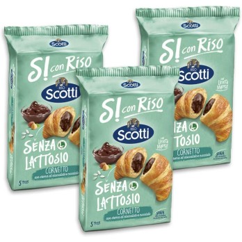 3X Scotti Si con Riso Cornetto con Crema al Cioccolato e Nocciole Senza Lattosio 240g