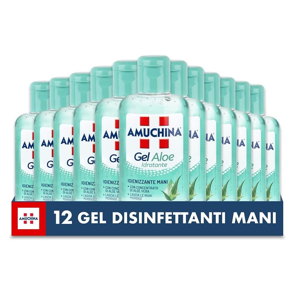Amuchina Gel Aloe con Antibatterico, 12 Flaconi da 80 m