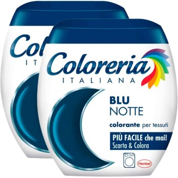 3 x Coloreria Italiana Colorante per Tessuti per Lavatrice Colore Blu Notte 2 Confezioni Monodose