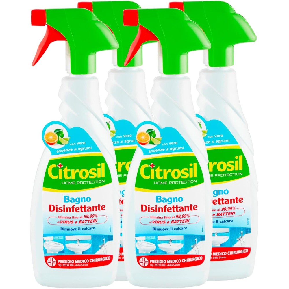 Citrosil Home Protection - Sgrassatore Bagno Disinfettante con Vere Essenze di Agrumi, 650 ml x 4 Pezzi