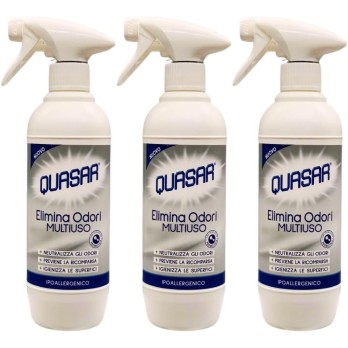 Quasar Elima Odori Multiuso, Neutralizza, Previene e Igienizza le Superfici 500ml (3 Unità)