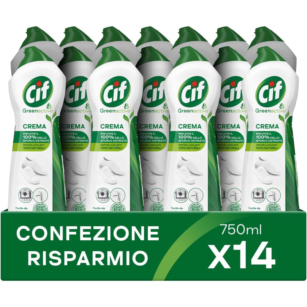 Cif Crema, Detergente per Superfici Dure, Formato 14 Pezzi da 750 ml