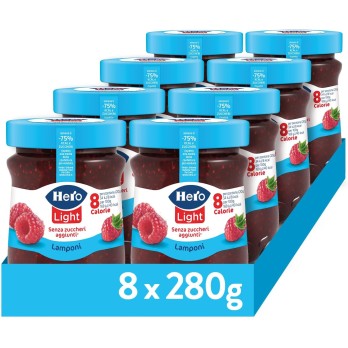 Hero Light Confettura di Lamponi Senza Zuccheri Aggiunti, 8x280g
