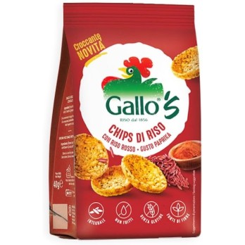 5 Gallo's Chips di Riso Integrale e Riso Rosso Integrale al Gusto di Paprika Senza Glutine (Gluten Free) 40g