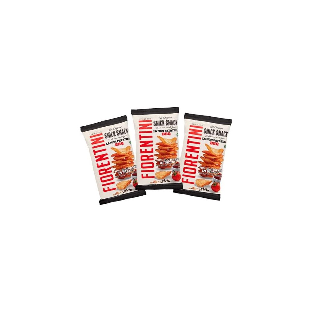 3X Fiorentini Snick Snack Gli Originali La Non Patatina BBQ Chips di Patate gusto Barbecue (Gluten Free) 65g